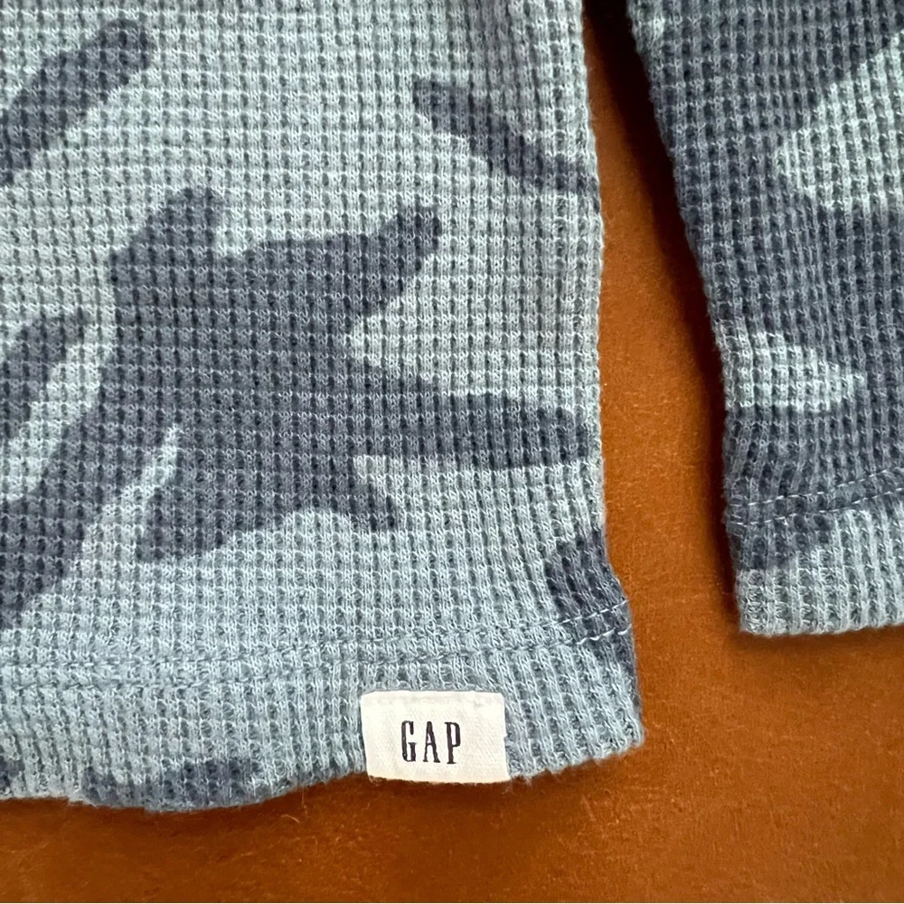 GAP Baby Blue Camouflage Thermal Cotton Henley, 3T